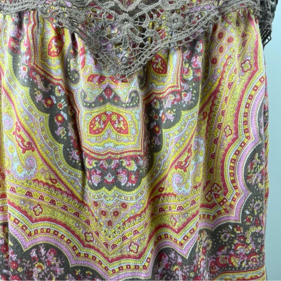 Free People Paisley Multi Media Strappy Top with Fringe Tulip Back Size M - Picture 8 of 16